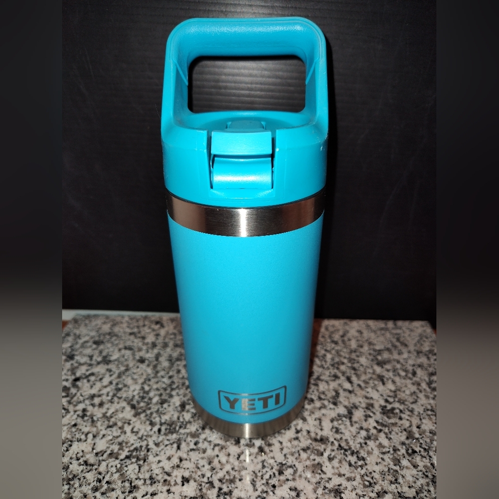 YETI Rambler Jr. 12 oz Bottle w/Straw Cap. Seafoam Blue Color. Very Clean.
